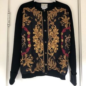 Wathne Vintage Silk & Wool Gold Pattern Cardigan L